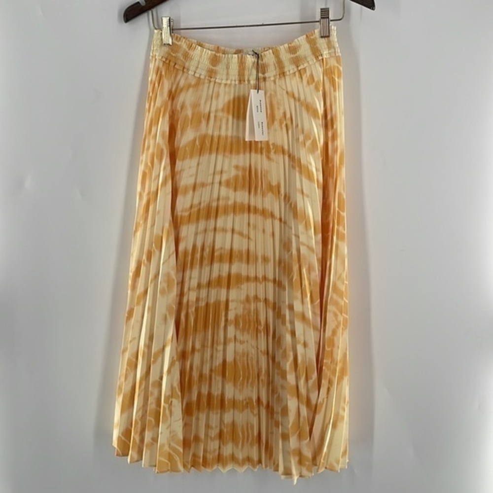 PROENZA SCHOULER White Label Yellow Printed Pleated Tie Dye Skirt - Picture 4 of 15